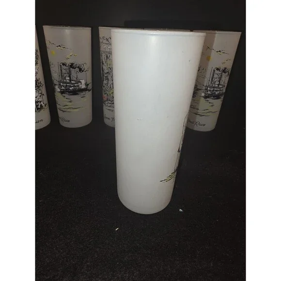 Vintage Libbey Frosted Glasses Set of 6 - Southern Hospitality Plantation Scenes - Picture 14 of 16